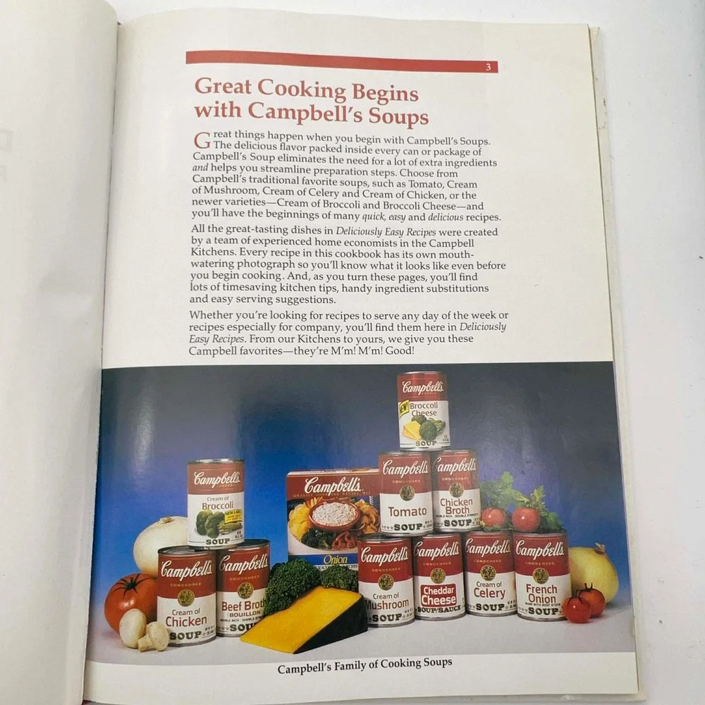Vintage Campbell's Deliciously Easy Recipes Cookbook‎ 1992 15 Min Meals Recipe